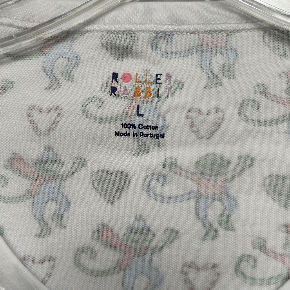 Roller Rabbit NWT Merry Monkey Christmas Pajamas Multicolor Cotton Size Large - Picture 4 of 7